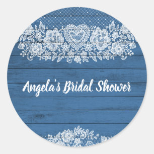Blauw Rustiek Houten Kant Boerderij Stijl Schuur S Ronde Sticker