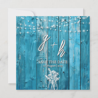 Blauw Rustiek Houten Slingerlichten Chic Save the