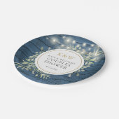 Blauw rustiek Monogram groen koppels douche Papieren Bordje (Gekanteld)