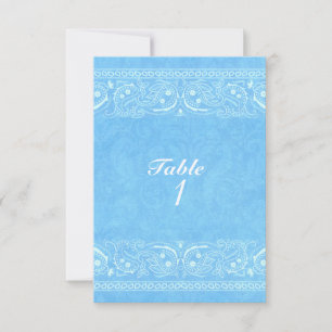 Blauw rustiek paisley landelijke westerse tafelnum kaart
