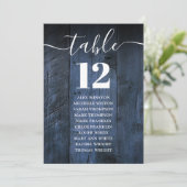 Blauw Rustiek Schuur Hout Tafel Nummer Zitting Gra Kaart (Staand voorkant)