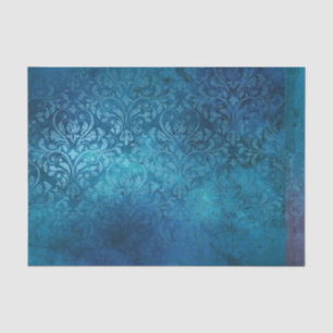 Blauw rustiek vintage grunge damast, versleten tissuepapier