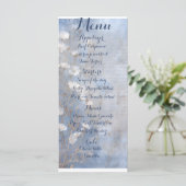 Blauw rustieke diner menu (Staand voorkant)