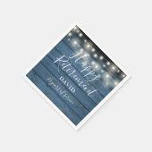 Blauw Rustieke Houten Lichtslingers Pensioneringsf Servet (Hoek)