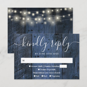 Blauw Rustieke Houten Slingerlichten Westerse Brui RSVP Kaartje
