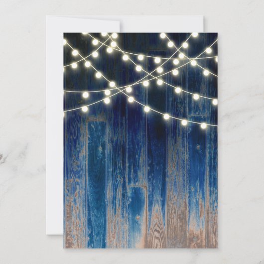 Blauw Rustieke Kustschuur Hout & Lights Sweet 16 Kaart (Achterkant)