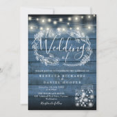 Blauw Rustieke Metselpot String Lights Script Brui Kaart (Voorkant)