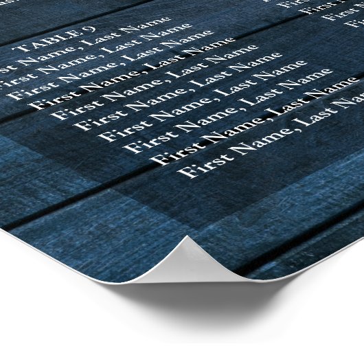 Blauw rustieke slingerlichten bruiloft zitplaatska poster (Hoek)