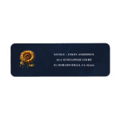 Blauw rustieke zonnebloem bruidsshower etiket (Voorkant)