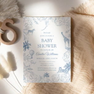 Blauw Safari Dieren Elegante Jungle Baby Borrel Kaart