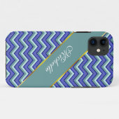 Blauw saffier Chevron patroon Case-Mate iPhone Case (Achterkant (horizontaal))