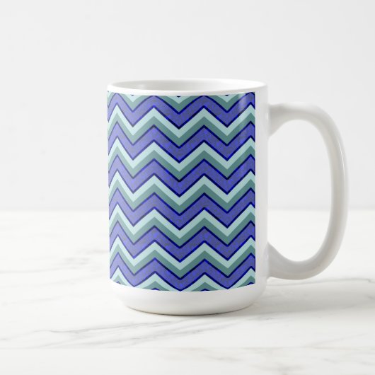 Blauw saffier Chevron patroon Koffiemok (Rechts)