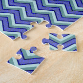 Blauw saffier Chevron patroon Legpuzzel (Zijkant)