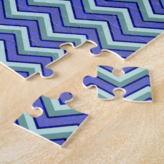 Blauw saffier Chevron patroon Legpuzzel (Zijkant)