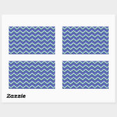 Blauw saffier Chevron patroon Rechthoekige Sticker (Vel)