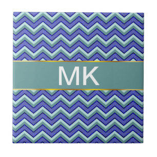 Blauw saffier Chevron patroon Tegeltje