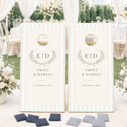 Blauw & Salie Gestreept Monogram Huwelijk