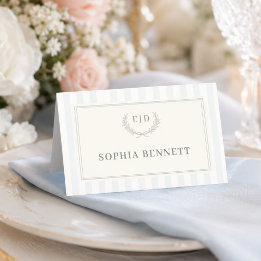 Blauw & Salie Gestreept Monogram Huwelijk