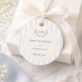 Blauw & Salie Gestreept Monogram Trouw  Bedankjes Labels