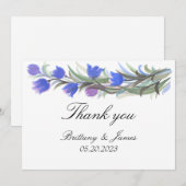 Blauw salie groene wilde bloemen bruiloft bedankkaart (Voorkant / Achterkant)