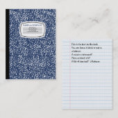 blauw samenstellingsboek visitekaartje (Voorkant / Achterkant)