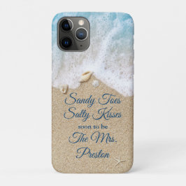 Blauw Sandy Toes Zoute Kisses Bruiloft iPhone 11 Pro Hoesje