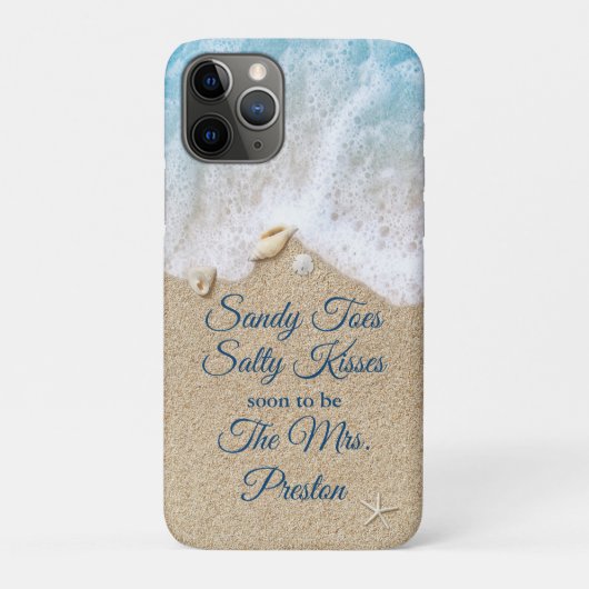 Blauw Sandy Toes Zoute Kisses Bruiloft Case-Mate iPhone Case (Achterkant)