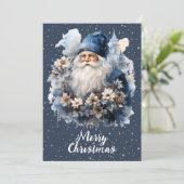  Blauw Santa  Feestdagenkaart (Staand voorkant)