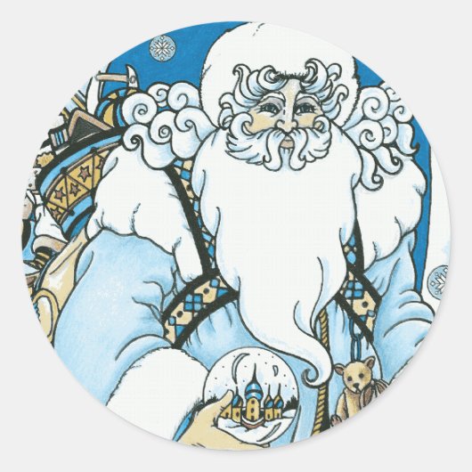 Blauw Santa Sticker (Voorkant)