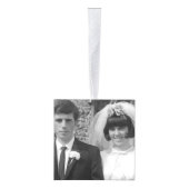 Blauw sapphire hart art. 45e Jubileum foto Kubus Ornament (Rechts)