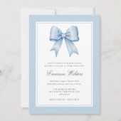 Blauw  Satijn Bow Baby Jongensdouche Kaart (Voorkant)