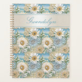 Blauw Satijn Daisy & Parels 3D Planner (Voorkant)