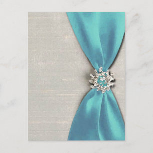 blauw satin lint met juwelen briefkaart