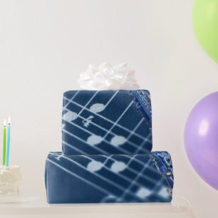 Blauw Saxofoon Inpakpapier