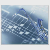 Blauw saxophone-omslagpapier cadeaupapier (Vlak)