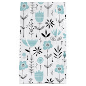 Blauw Scandinavisch bloempatroon Klein Cadeauzakje (Voorkant)