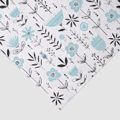 Blauw Scandinavisch bloempatroon Tissuepapier (Detail)