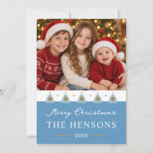 Blauw Scandinavische Bomen Familie Foto Kerstmis