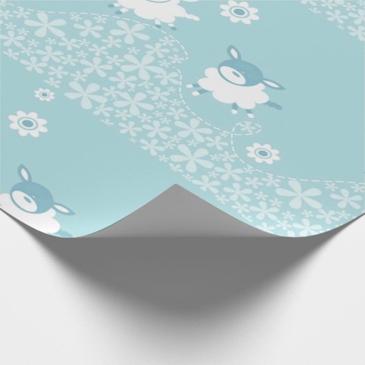 blauw schaap cadeaupapier (Hoek)