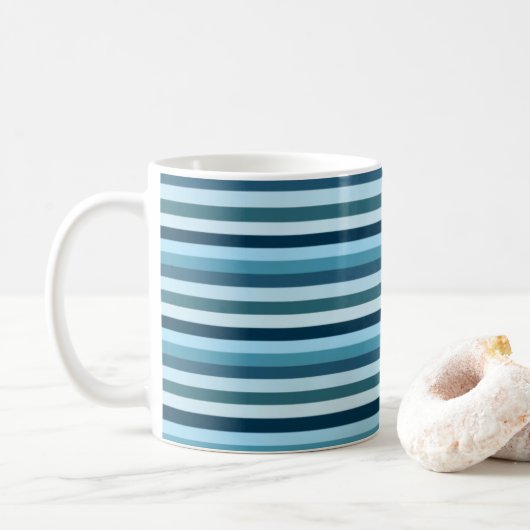 Blauw Schaduw Strepen Patroon Koffiemok (Met donut)