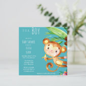 Blauw Schattige Aap Baby Boy Kaart (Staand voorkant)