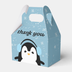 Blauw Schattige Penguin Winter Baby shower Dank u Bedankdoosjes