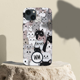 Blauw Schattige Warm Te veel katten Aangepaste naa iPhone 13 Hoesje