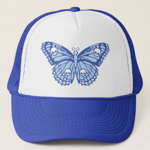 Blauw Schedel Vlinder Trucker Hoed Pet