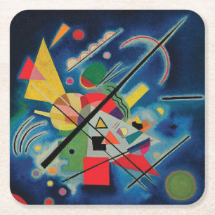 Blauw schilderij van Wassily Kandinsky Vierkante Kartonnen Onderzetter