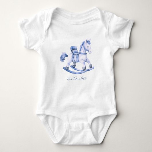 Blauw Schommelpaard Baby Bodysuit (Voorkant)