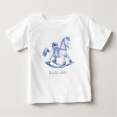 Blauw Schommelpaard Baby T-shirt (Voorkant)