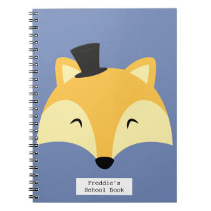 blauw schoolnotitieboek met vos voor jongens notitieboek