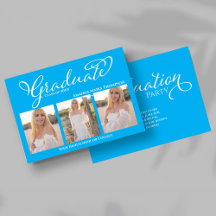 Blauw Schrift Foto Collage Afstudeeraankondiging