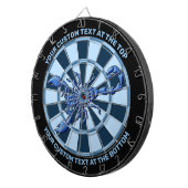 Blauw scorebord met aangepaste tekst dartbord (Voorkant Rechts)